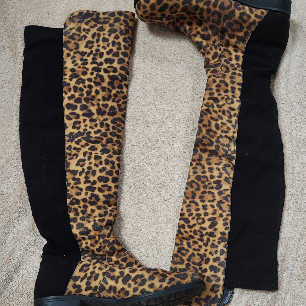Unisa Over The Knee Leopard Print Boots - image 5